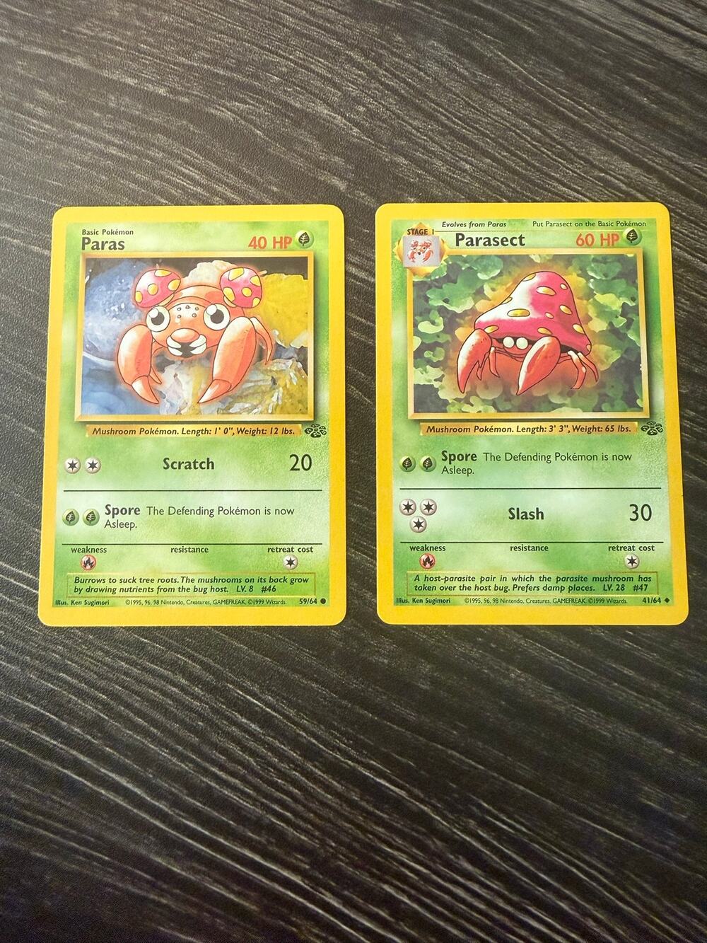 Vintage 1999 Pokemon Jungle Set Lot - Paras 59/64 & Parasect 41/64 WOTC + FREE